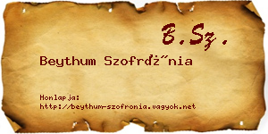 Beythum Szofrónia névjegykártya